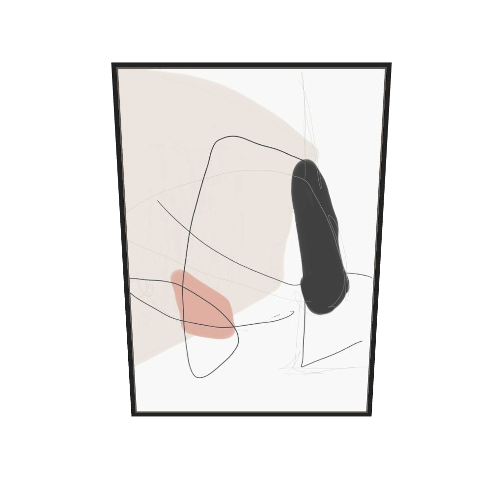 [ah-ar-v1:6079fe197824f2369a1709fb] Contemporary Shapes Canvas Art — 70 x 100 cm, black frame (AR scale)