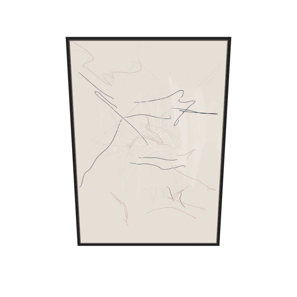 [ah-ar-v1:f5ddc314f262b5960eb3b0cc] Taupe Abstract Line Canvas Art — 70 x 100 cm, black frame (AR scale)