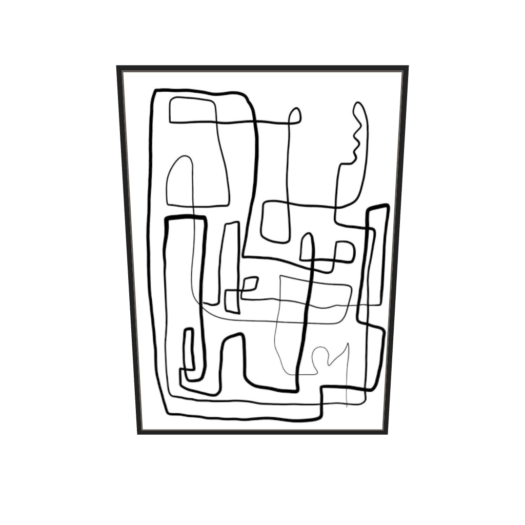 [ah-ar-v1:27634834c7bea3819b615bdc] Monochrome Labyrinth Canvas Art — 70 x 100 cm, black frame (AR scale)