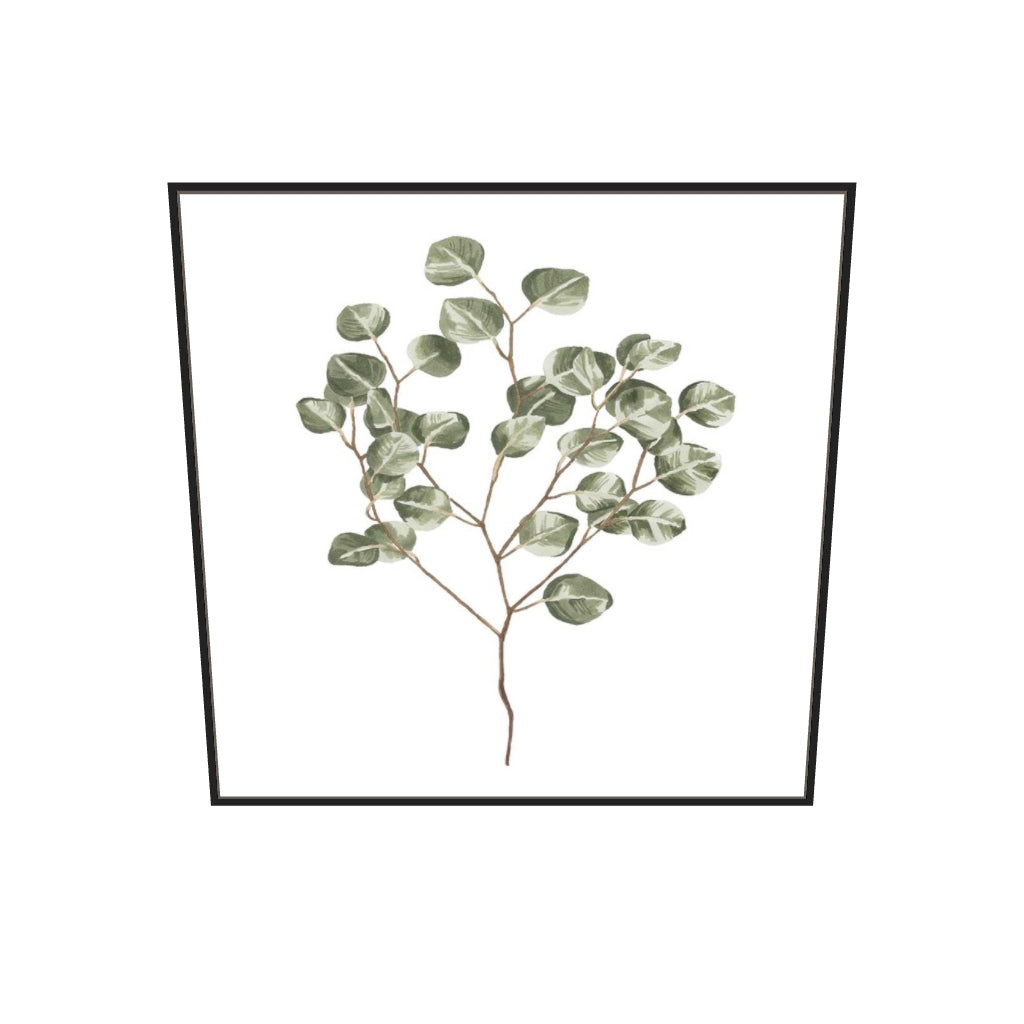 [ah-ar-v1:93cb0935187ceb365e4e0ecd] Botanical Branch Square Canvas Art — 100 x 100 cm, black frame (AR scale)