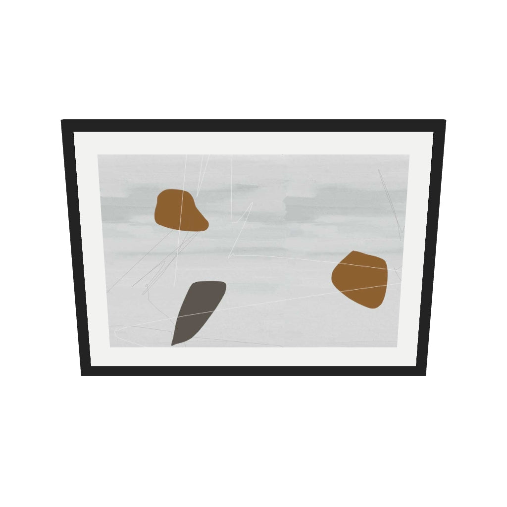 [ah-ar-v1:adf5b0c8b21e854a8cc4699f] Neutral On Brown Abstract Art Print — 50 x 70 cm, black frame (AR scale)