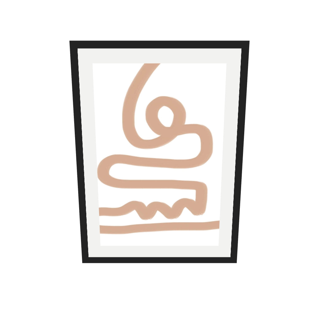 [ah-ar-v1:d3b8287ae9d3989ffd3d1992] Beige Graffiti Lines Art Print — 50 x 70 cm, black frame (AR scale)