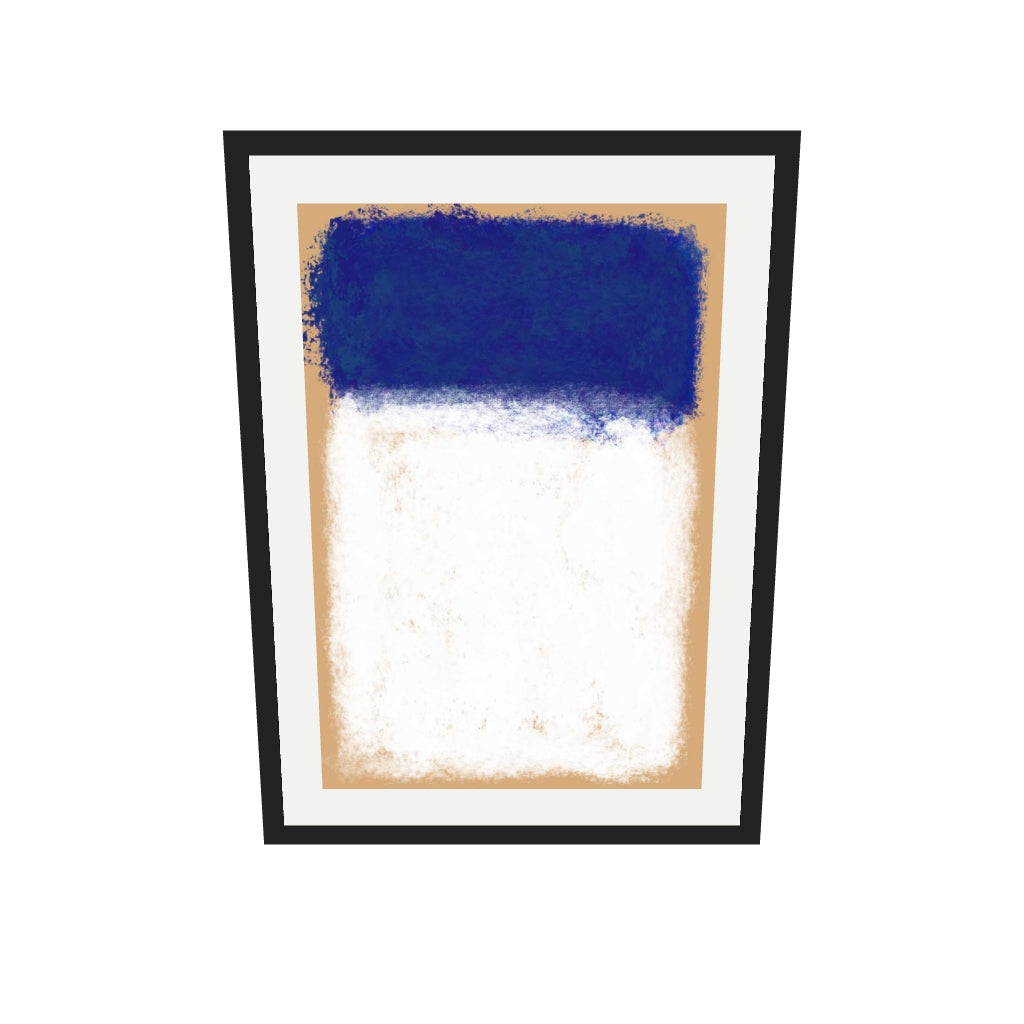 [ah-ar-v1:1e5d61d81371ae4eb36e866a] Beige On Blue Rothko Art Print — 50 x 70 cm, black frame (AR scale)