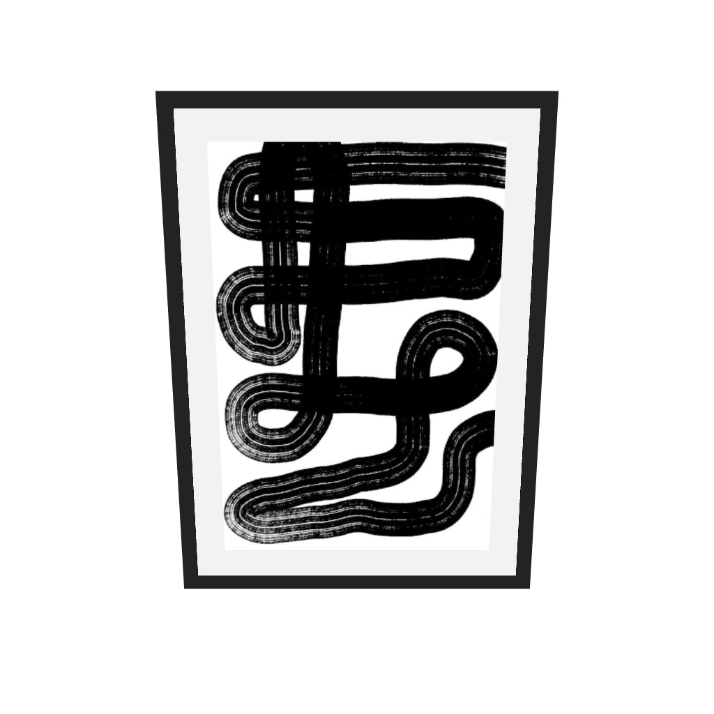[ah-ar-v1:698ab26bf0fdf154846cc68e] Black Snake Lines Art Print — 50 x 70 cm, black frame (AR scale)