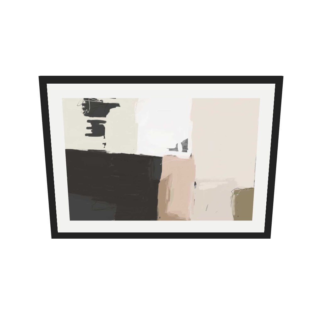 [ah-ar-v1:827190cf7f21456de1871796] Abstract Beige Art Print — 50 x 70 cm, black frame (AR scale)