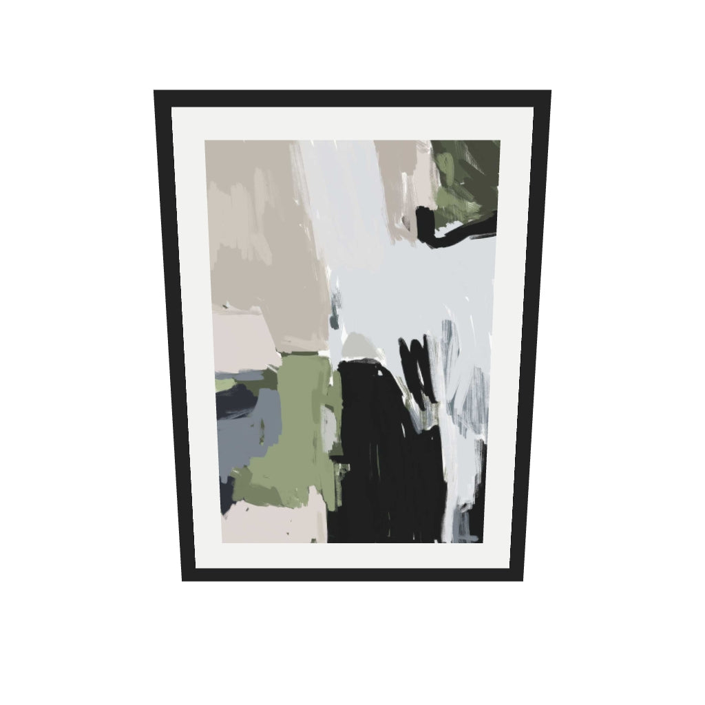 [ah-ar-v1:97c801993dc6960b9a5cdfb2] Abstract Pastel Multicolour Art Print — 50 x 70 cm, black frame (AR scale)