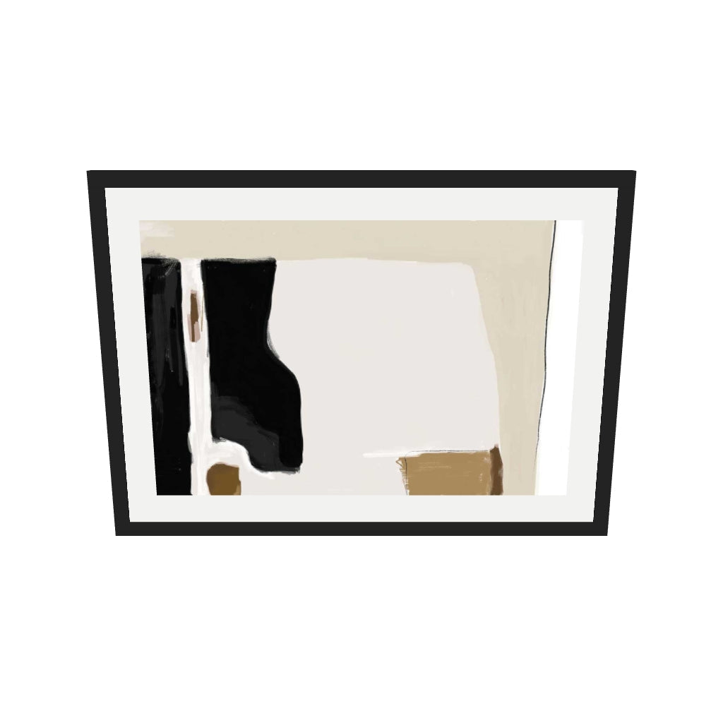 [ah-ar-v1:23fa58570b4df9fab7d89119] Abstract Pastel Beige Colours Art Print — 50 x 70 cm, black frame (AR scale)