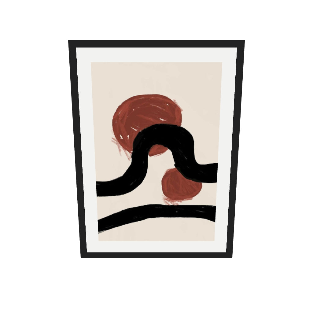 [ah-ar-v1:469e291e635290f5b0347e51] Abstract Red Moons Art Print — 50 x 70 cm, black frame (AR scale)