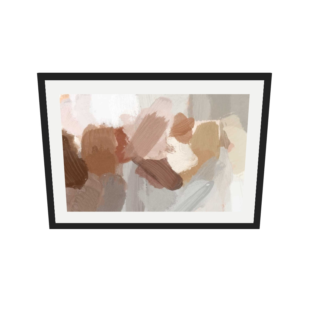 [ah-ar-v1:c65c3a3057d101ac50680c80] Neutral Brush Strokes Art Print — 50 x 70 cm, black frame (AR scale)