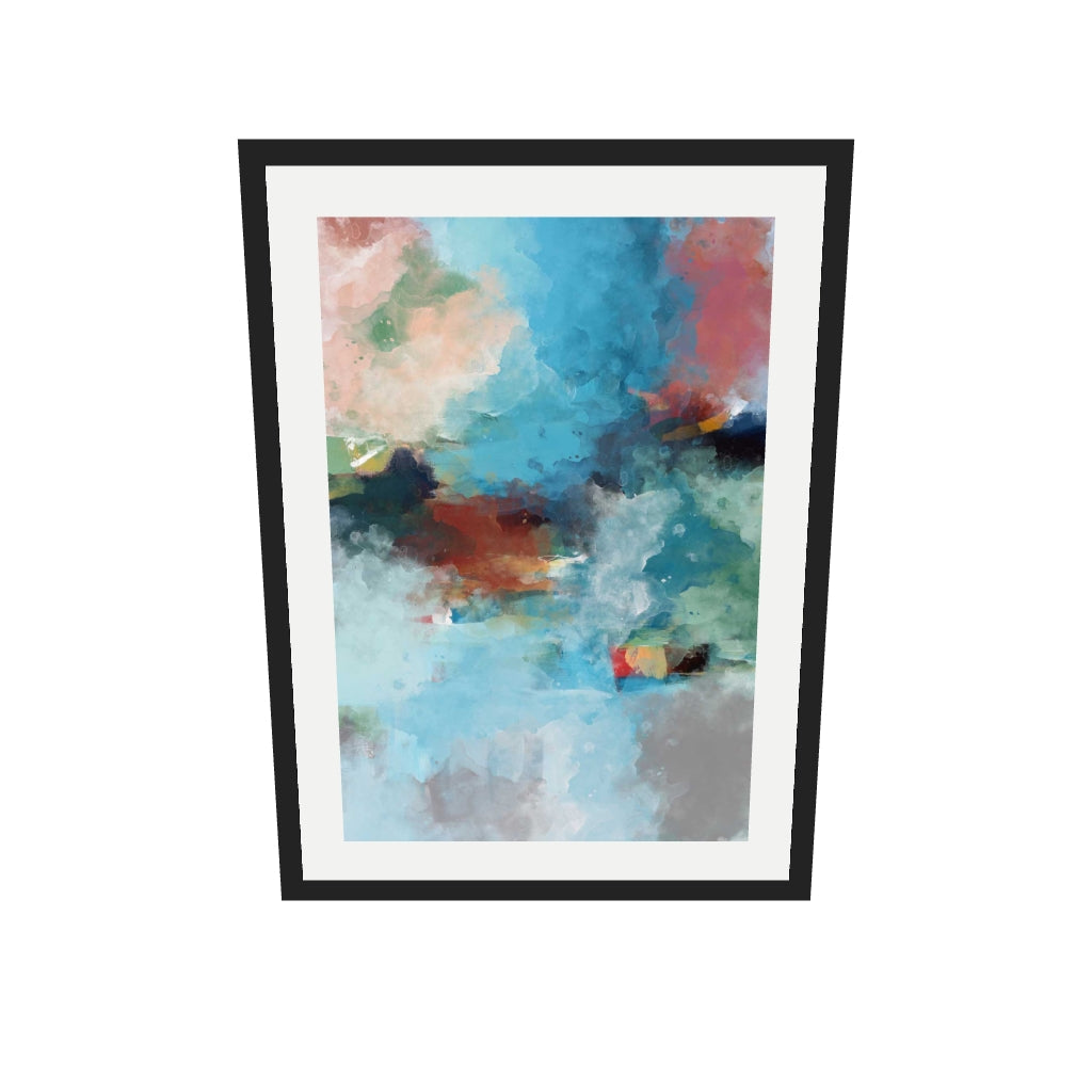 [ah-ar-v1:0fa80492319affad52e16c33] Blue Abstract Clouds Art Print — 50 x 70 cm, black frame (AR scale)