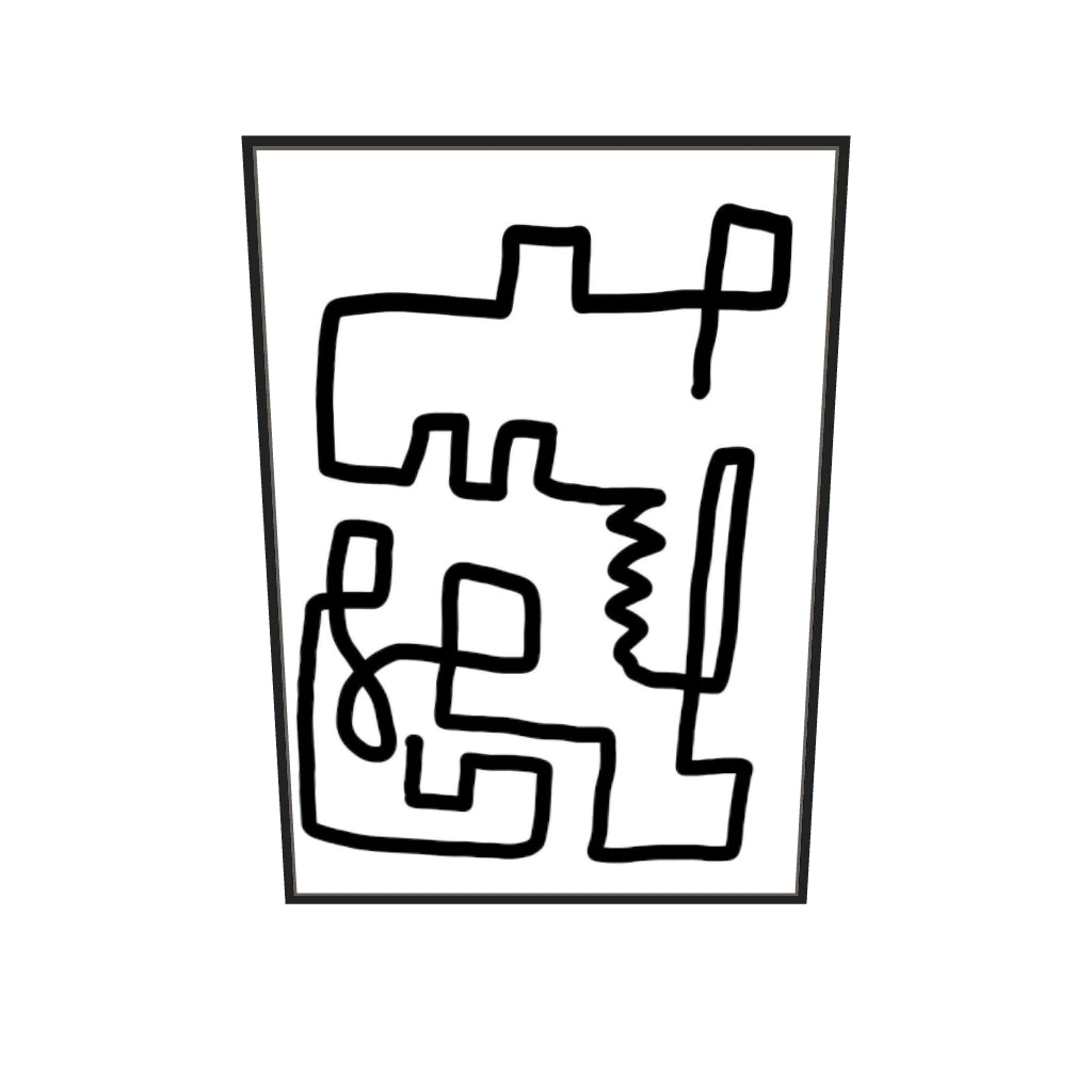 [ah-ar-v1:4a1d8cb06464cb1f02ff8139] Labyrinth Line Canvas Art — 70 x 100 cm, black frame (AR scale)