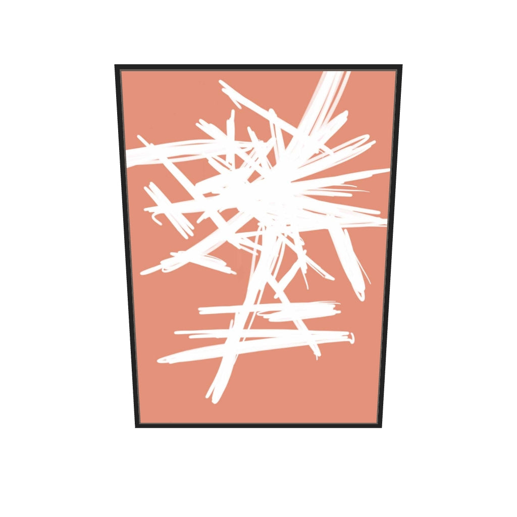 [ah-ar-v1:b91122f11e8fba459e3df534] White And Orange Sketch Canvas Art — 70 x 100 cm, black frame (AR scale)