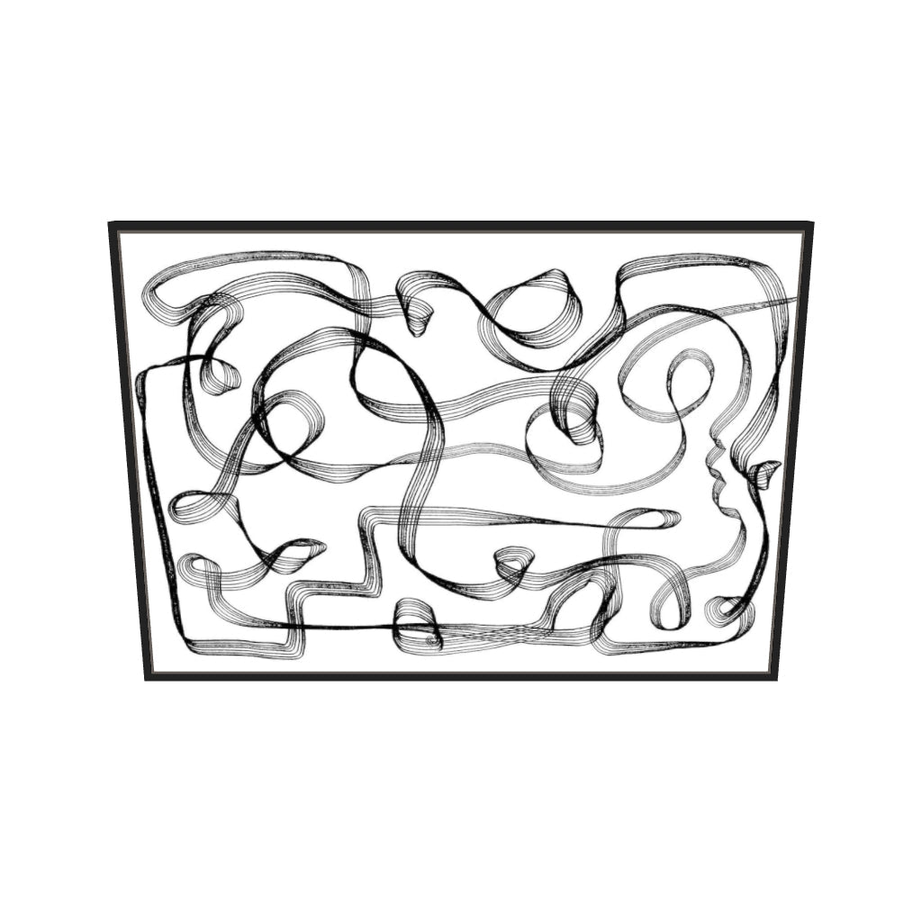 [ah-ar-v1:4ef9d97510e02010da3bd9b6] Dimensional Maze Lines Canvas Art — 70 x 100 cm, black frame (AR scale)