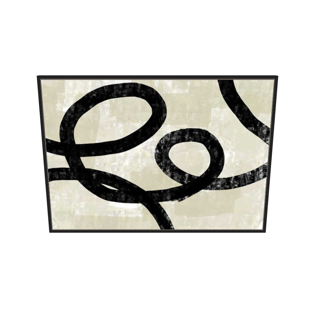 [ah-ar-v1:8f114f80958dced88dc47aa1] Neutral Curved Lines Canvas Art — 70 x 100 cm, black frame (AR scale)