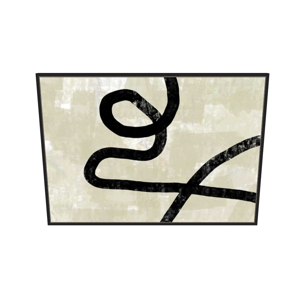 [ah-ar-v1:31aea2dbd8a252e5d76b7791] Neutral Curved Abstract Lines Canvas Art — 70 x 100 cm, black frame (AR scale)