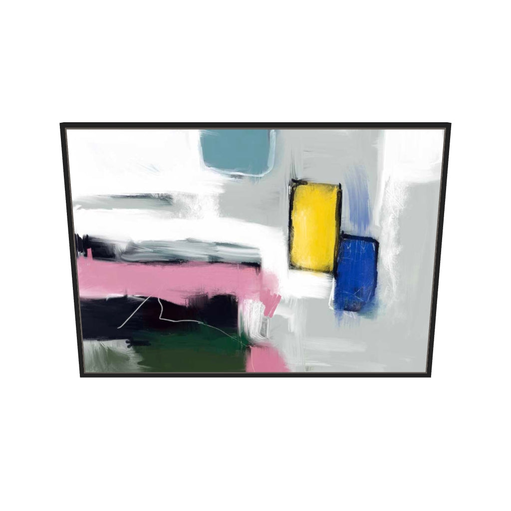 [ah-ar-v1:ff090a37963b51ab8ff86296] Abstract Colourful Movement Canvas Art — 70 x 100 cm, black frame (AR scale)