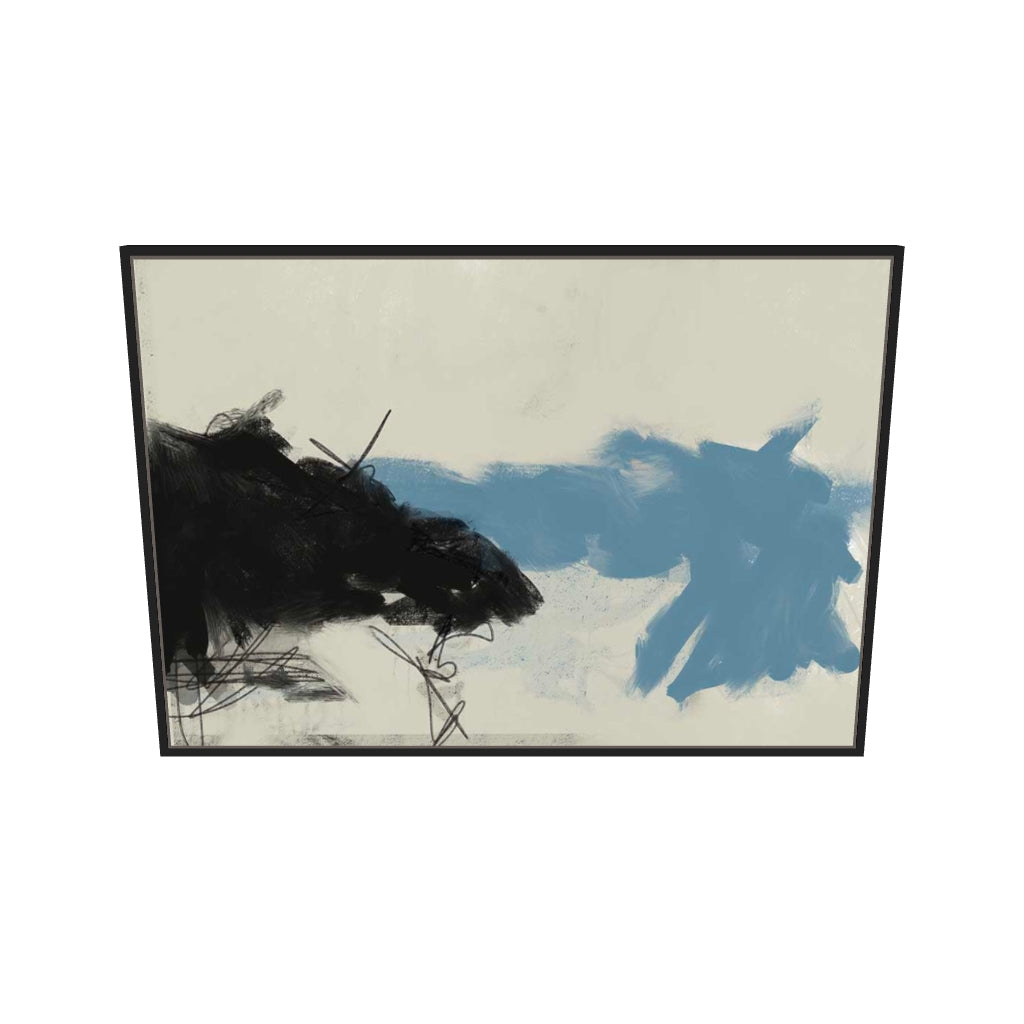 [ah-ar-v1:e6409c47c1e0cd48765ef166] Neutral Abstract Art Canvas Art — 70 x 100 cm, black frame (AR scale)