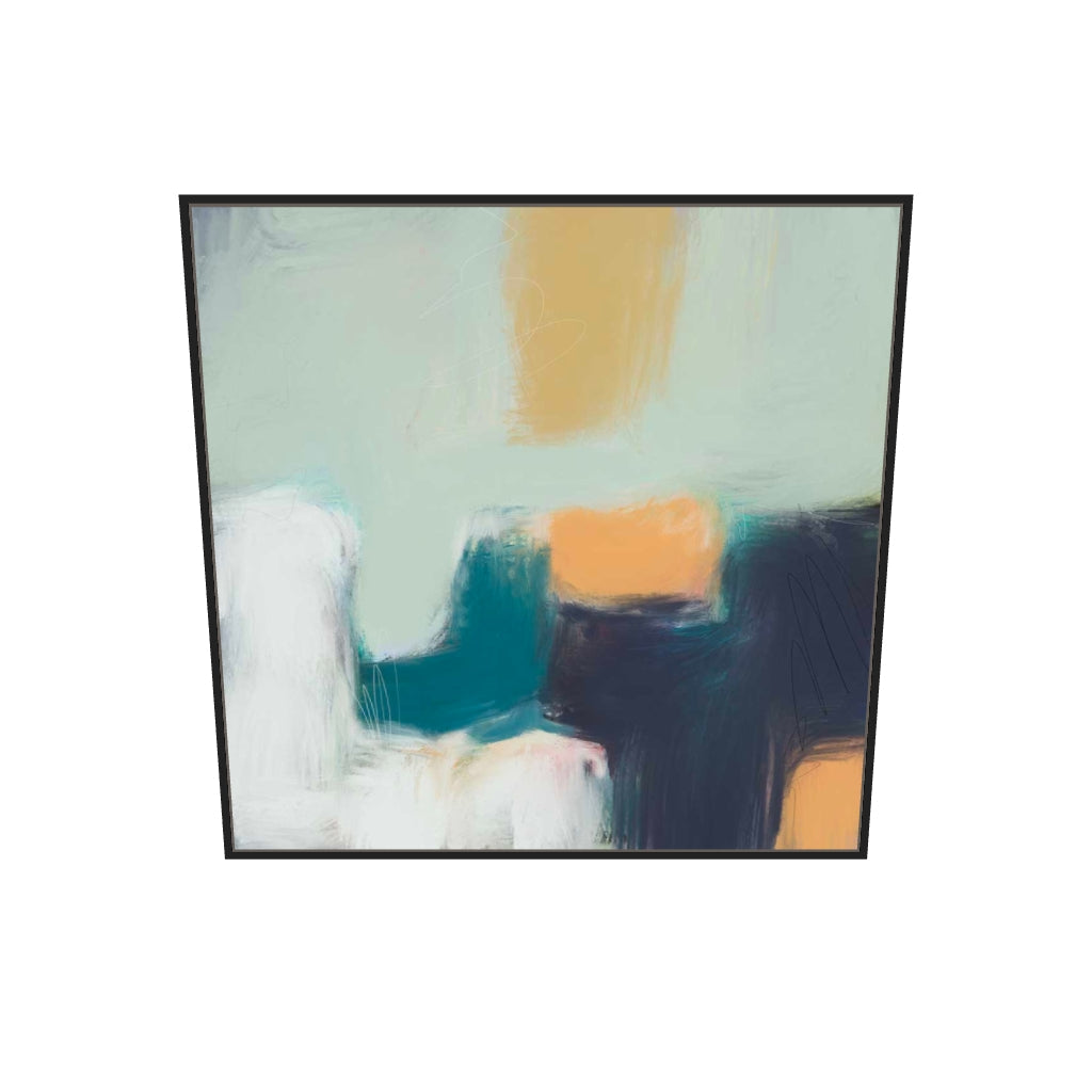 [ah-ar-v1:6767a3aede04a2a69a910ff4] Fading Green Canvas Art — 100 x 100 cm, black frame (AR scale)
