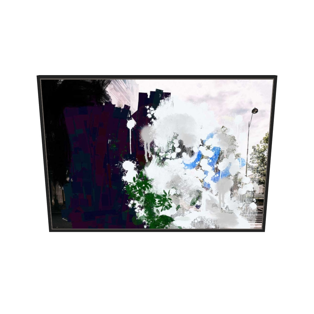 [ah-ar-v1:24fa4608d95bc0236bc476f9] Abstract City Park Canvas Art — 70 x 100 cm, black frame (AR scale)