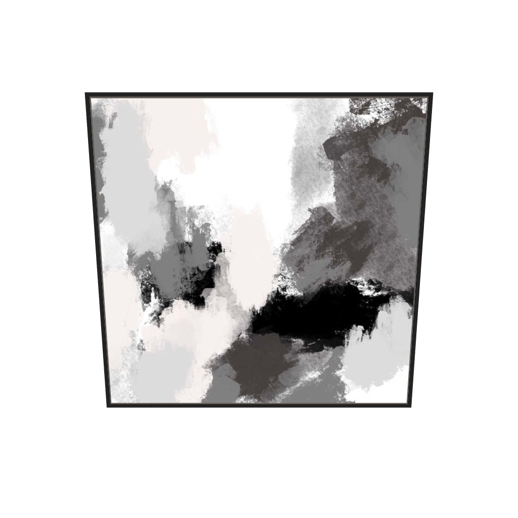 [ah-ar-v1:62c0f777a7c279a49d22e390] Abstract Grey Rush Canvas Art — 100 x 100 cm, black frame (AR scale)