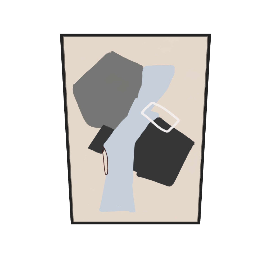 [ah-ar-v1:43487771e81cfcb75fc8e425] Neutral Geo Shapes Canvas Art — 70 x 100 cm, black frame (AR scale)