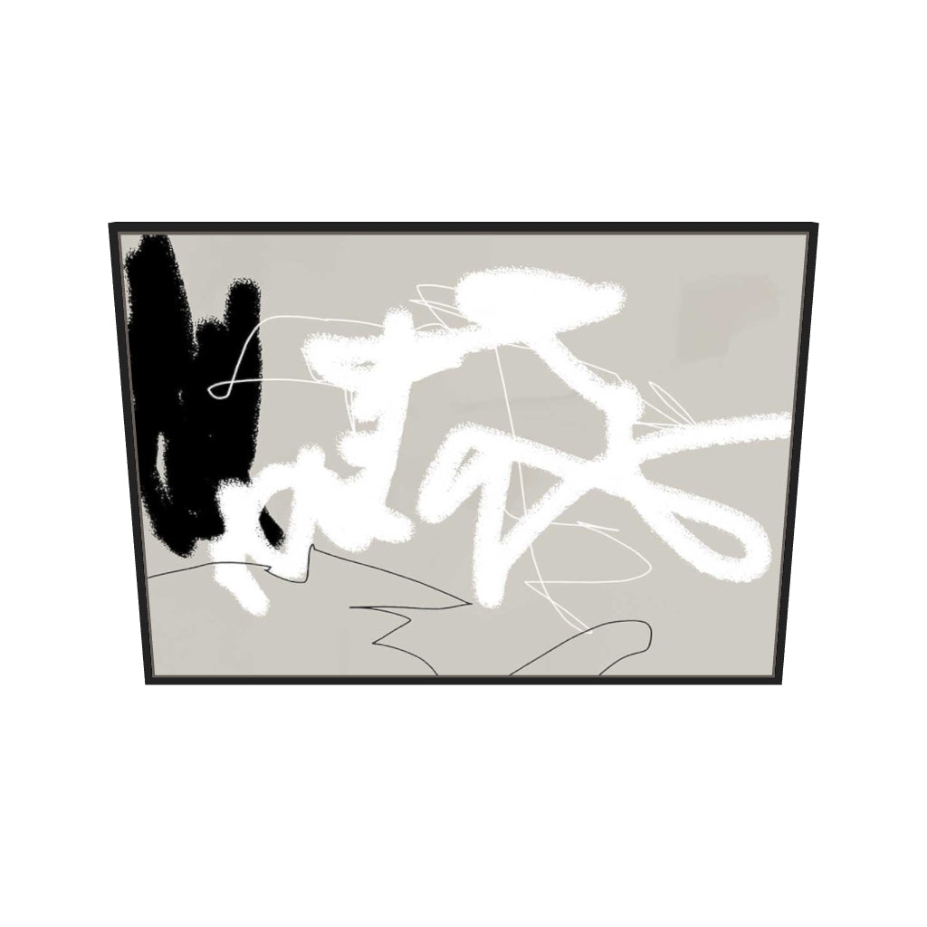 [ah-ar-v1:ab4f9a88c60659240f5c3f9a] Abstract Lines On Beige Canvas Art — 70 x 100 cm, black frame (AR scale)