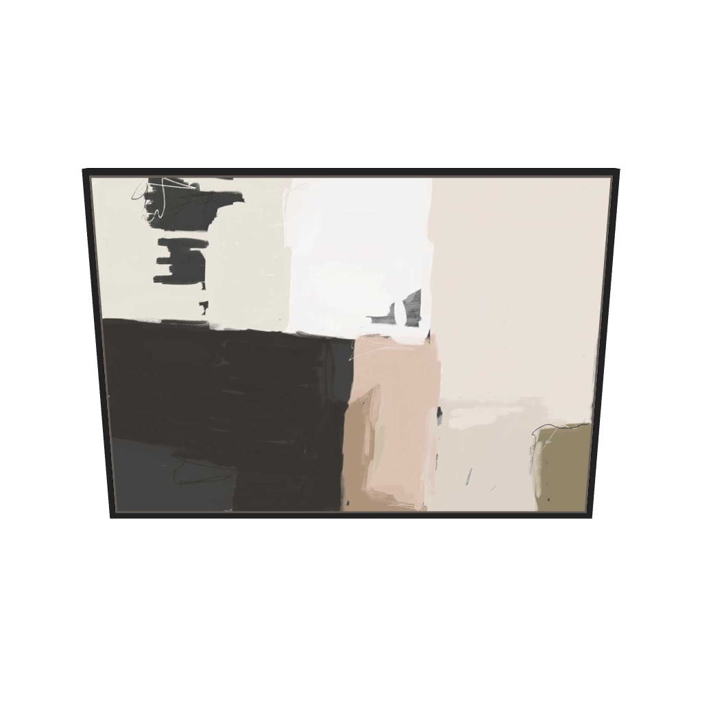 [ah-ar-v1:48bf766bb358ee81033e55c2] Abstract Beige Canvas Art — 70 x 100 cm, black frame (AR scale)