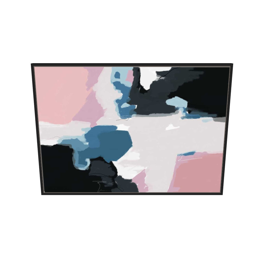[ah-ar-v1:1ccdeab05fbb1534ffcb1bdb] Abstract Pastel Colours 2 Canvas Art — 70 x 100 cm, black frame (AR scale)