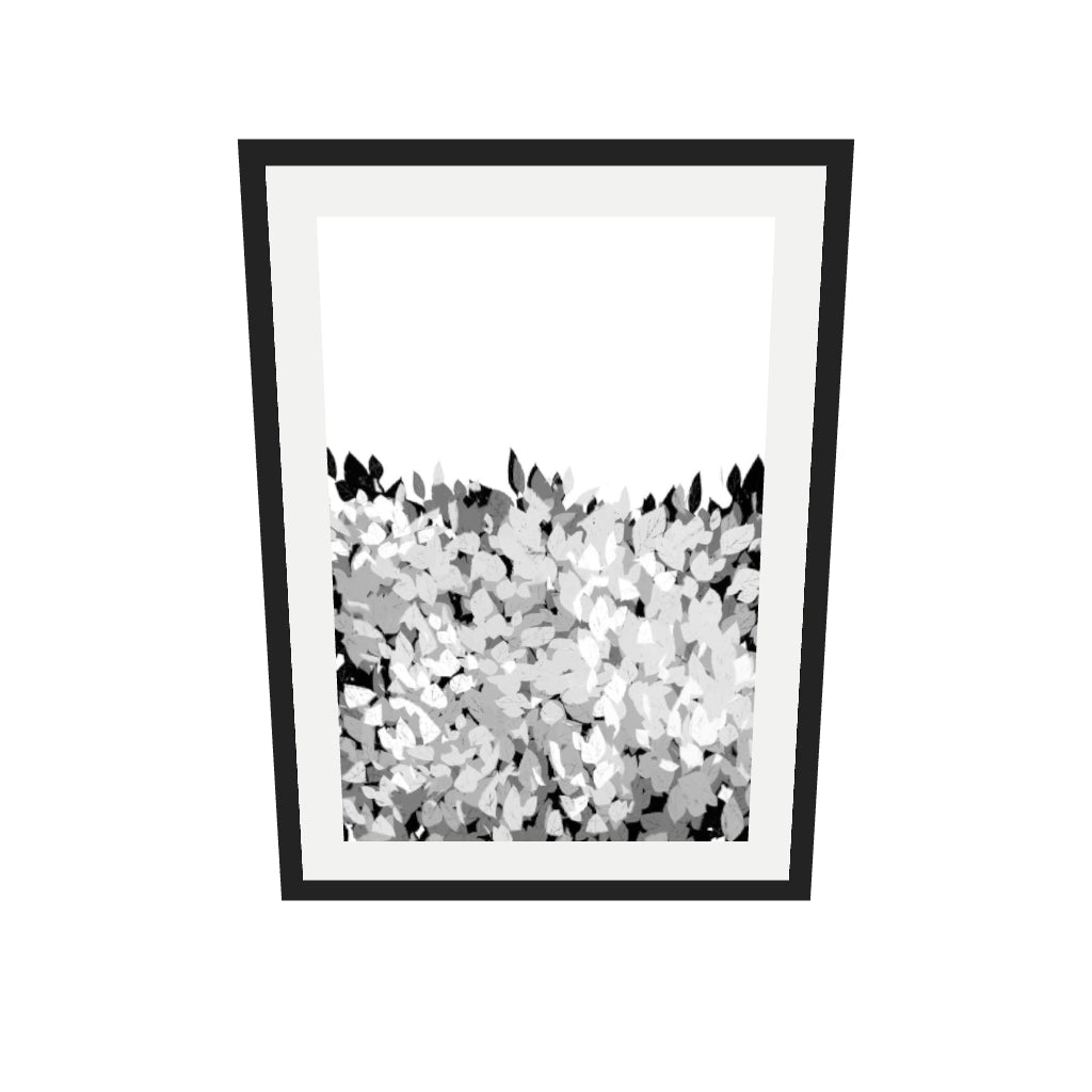 [ah-ar-v1:446c53740d2686d6f536ef30] Grey Tonal Leaves Art Print — 50 x 70 cm, black frame (AR scale)