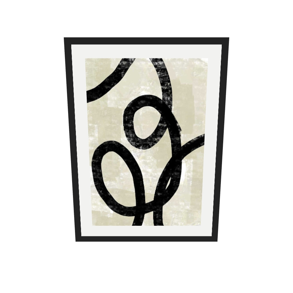 [ah-ar-v1:0dcddefc8142a81a7e7b7fc1] Neutral Curved Lines Art Print — 50 x 70 cm, black frame (AR scale)