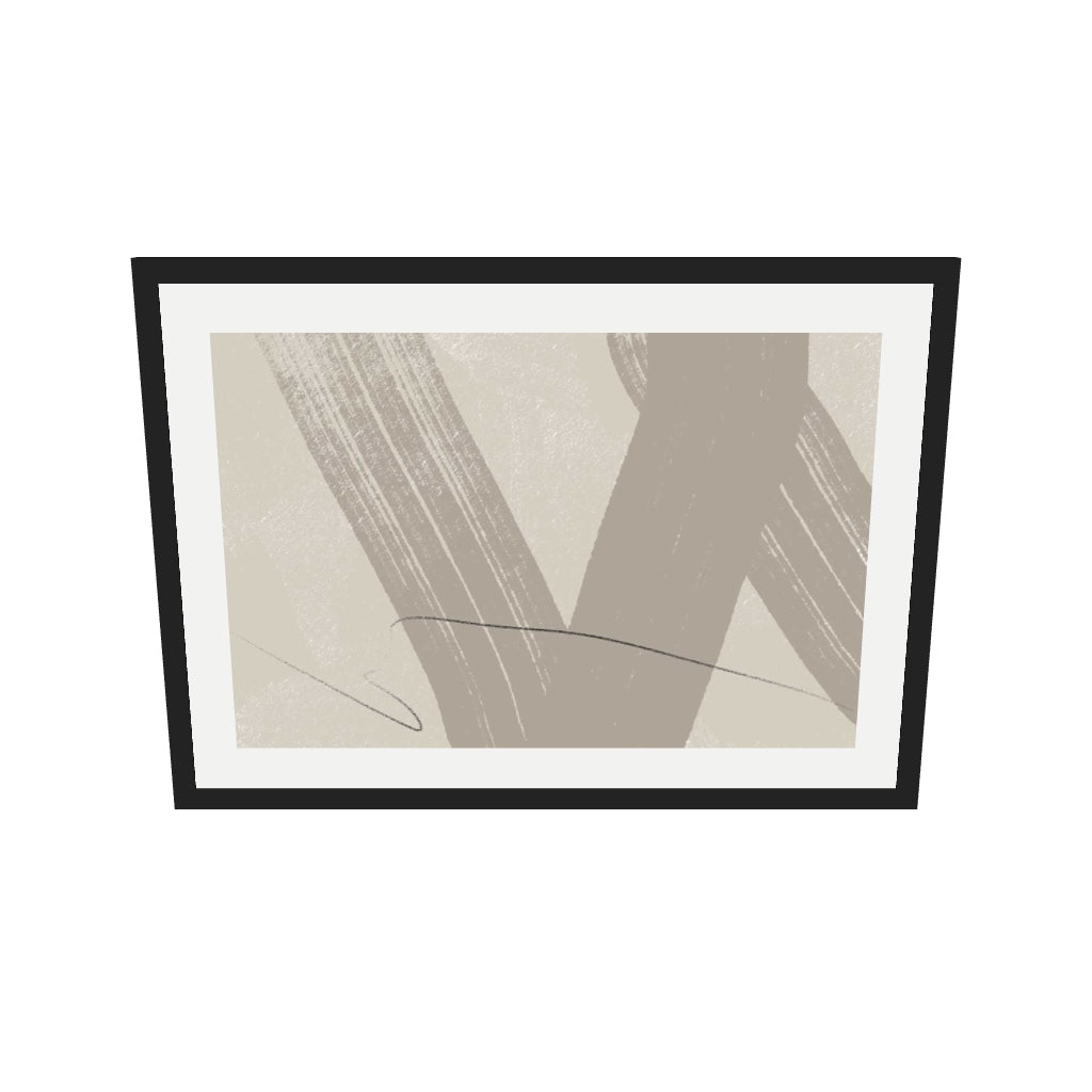 [ah-ar-v1:760d49588d351eb4babea116] Neutral Brush Marks Art Print — 50 x 70 cm, black frame (AR scale)
