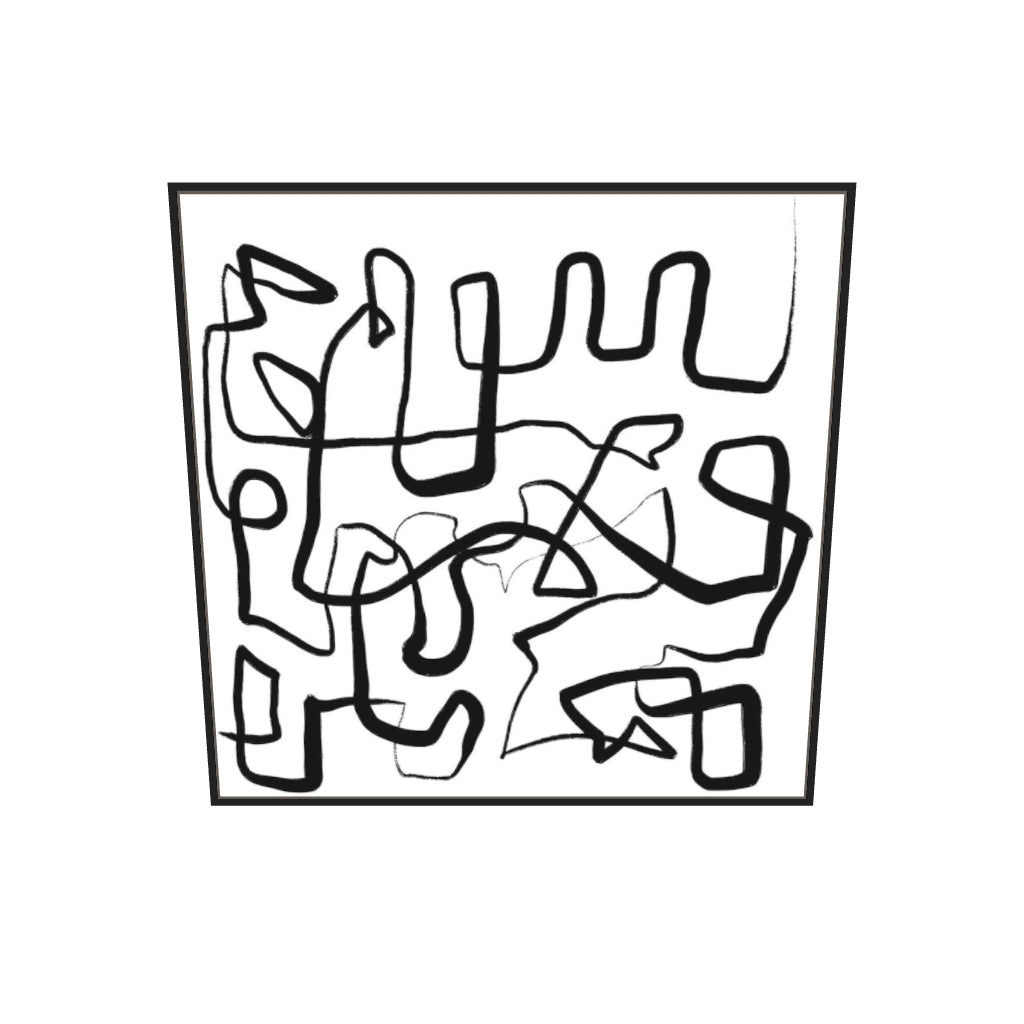 [ah-ar-v1:7fc62ca320b28f402f5c0f0f] Abstract Study X Canvas Art — 100 x 100 cm, black frame (AR scale)