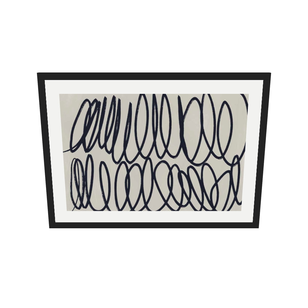 [ah-ar-v1:5f6245361132c5f9db156f5b] Curved Black Lines II Art Print — 50 x 70 cm, black frame (AR scale)