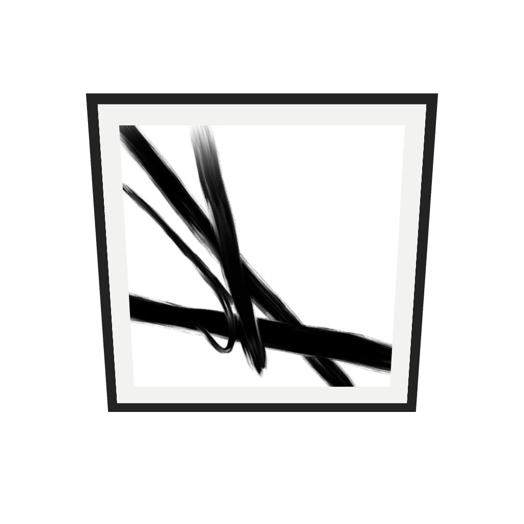 [ah-ar-v1:daeb8785373da6f4673b69ae] Black Brush Strokes Art Print — 70 x 70 cm, black frame (AR scale)