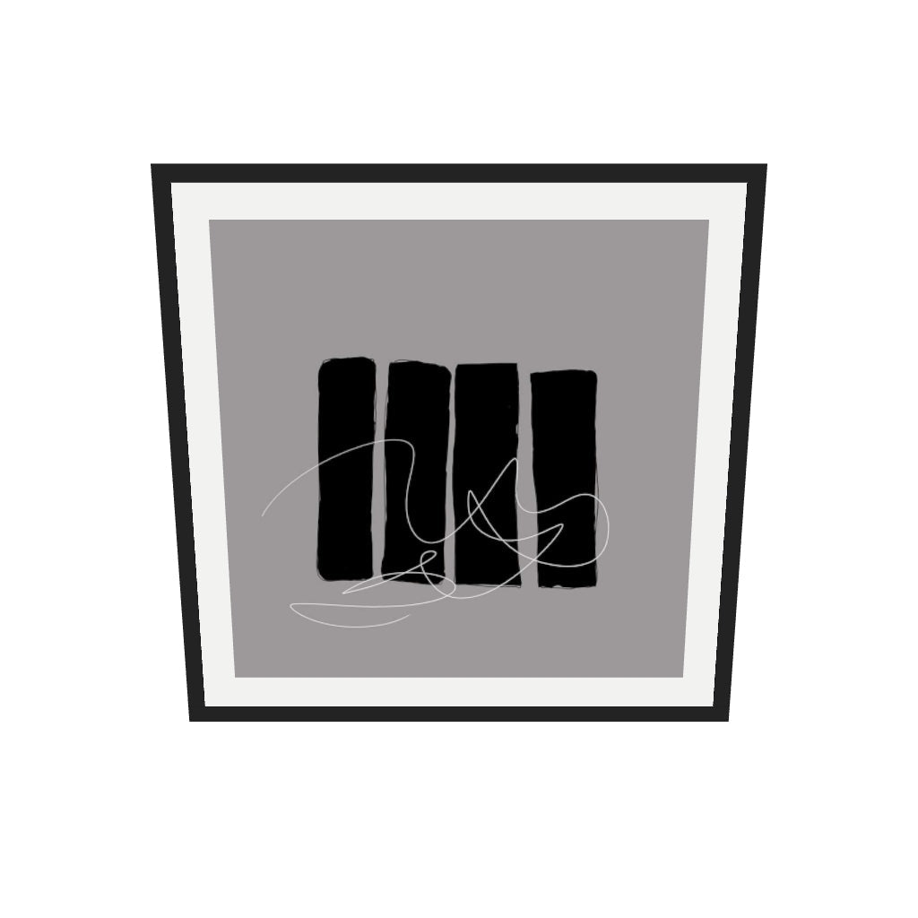 [ah-ar-v1:eed6df3659ca94b1ed5c09b2] Lyrical Abstract II Art Print — 70 x 70 cm, black frame (AR scale)