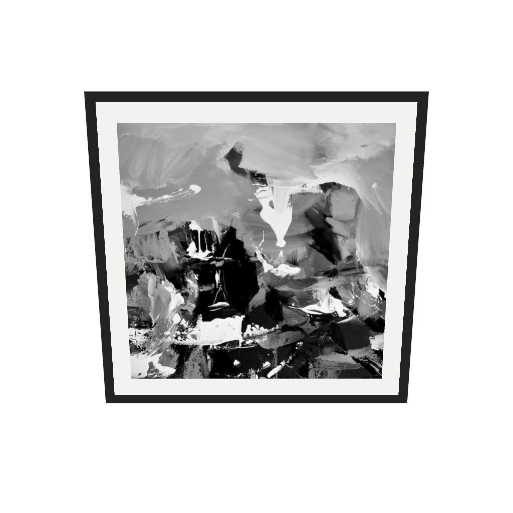 [ah-ar-v1:978839bbac23ce27afc5a7c8] Black Abstraction II Art Print — 70 x 70 cm, black frame (AR scale)
