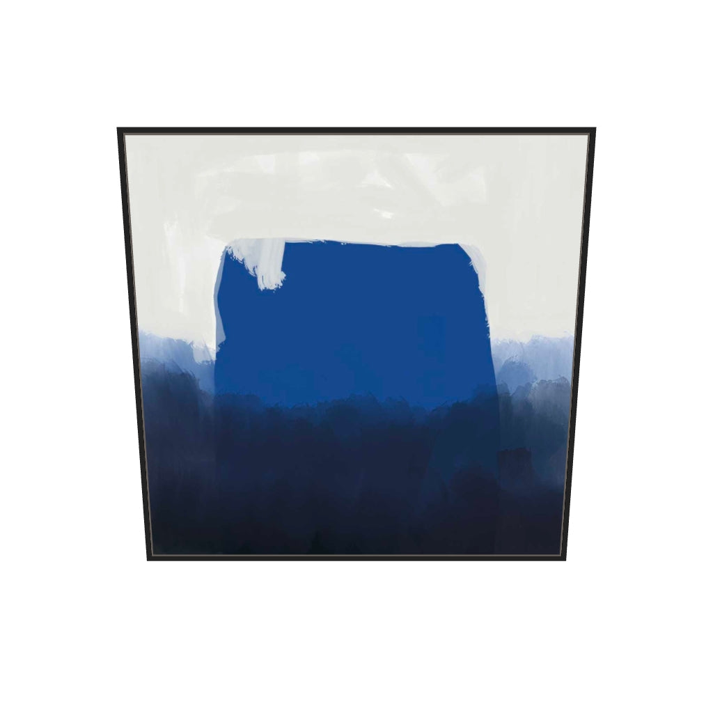 [ah-ar-v1:1fc99250cb84deed735cb95a] Blue Brush Strokes Canvas Art — 100 x 100 cm, black frame (AR scale)