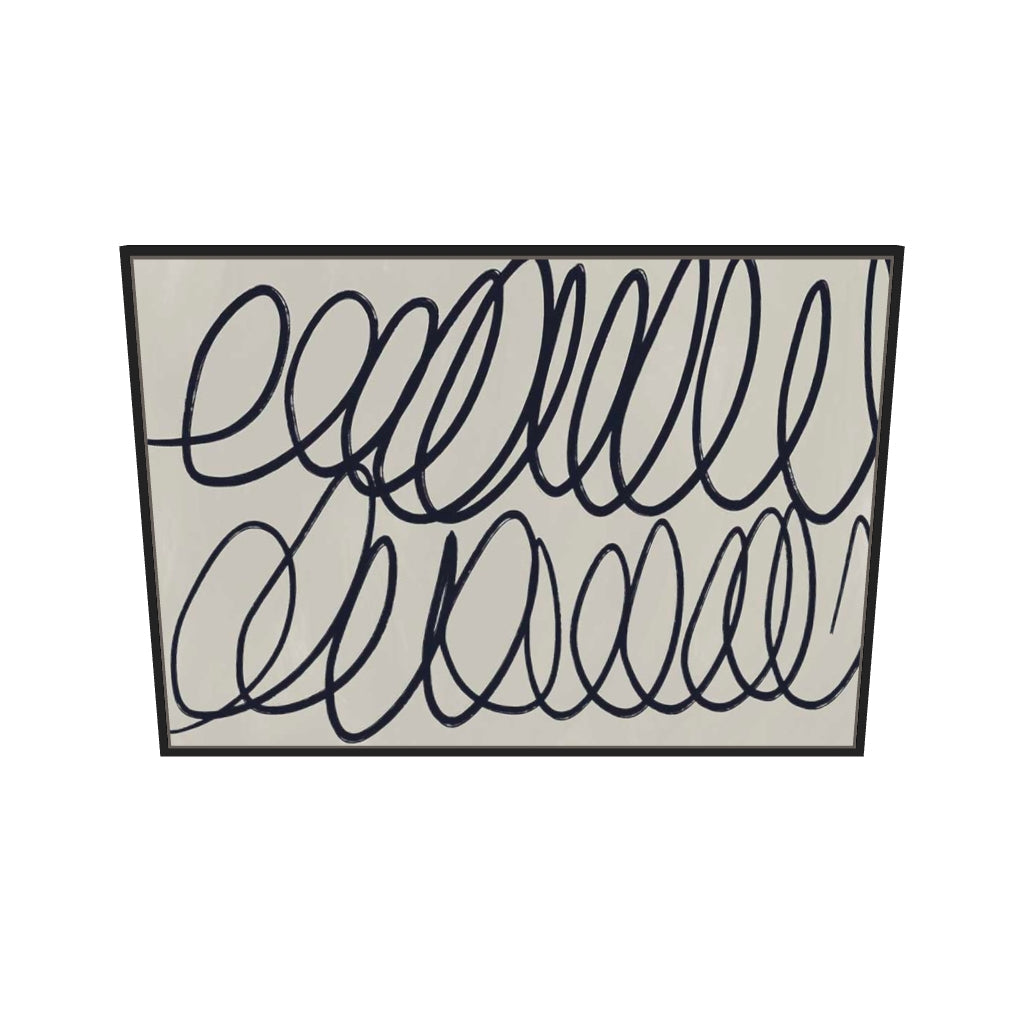 [ah-ar-v1:b50e08eba0ec8b3c35e34059] Neutral Curved Lines Canvas Art — 70 x 100 cm, black frame (AR scale)