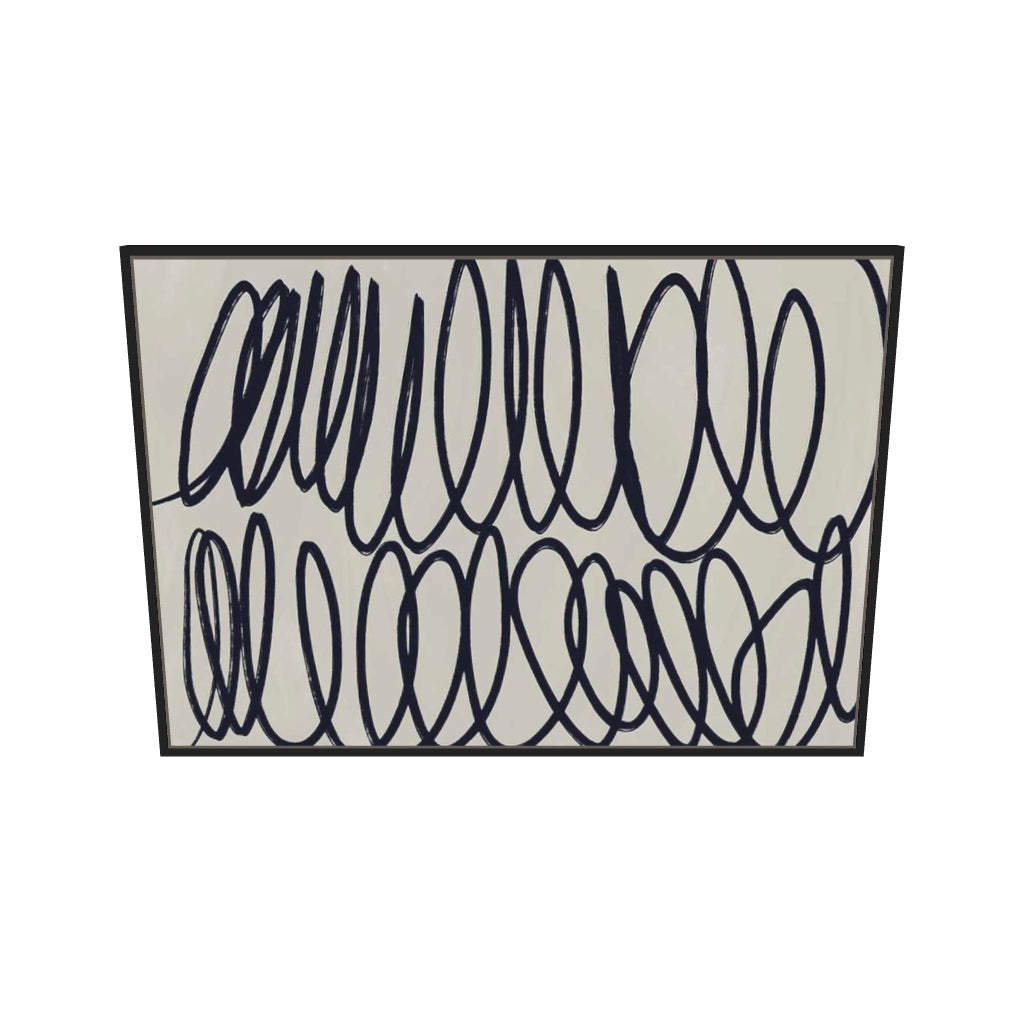 [ah-ar-v1:14d9f61d04604b8dcdd6f8ba] Curved Black Lines II Canvas Art — 70 x 100 cm, black frame (AR scale)