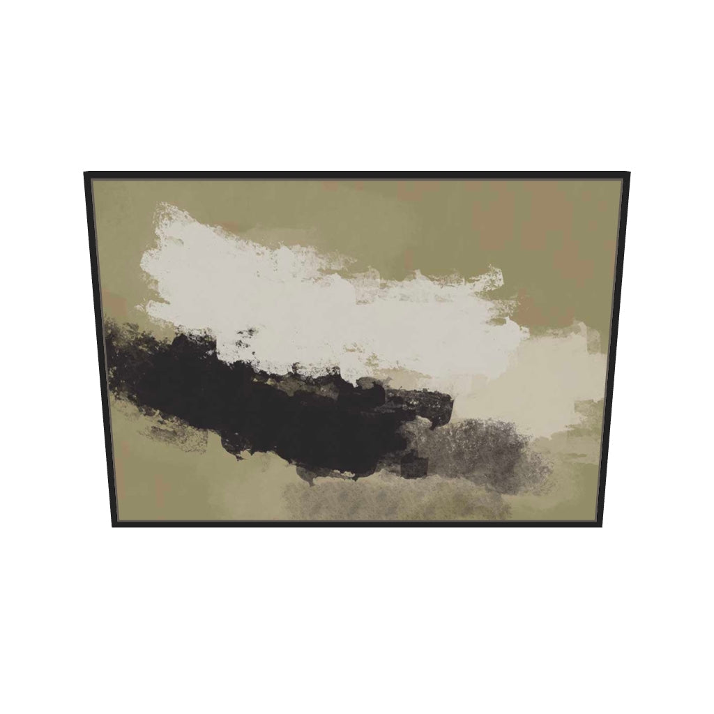 [ah-ar-v1:5c20b3fa50f597ec19879b70] Olive Green On Black Strokes Canvas Art — 70 x 100 cm, black frame (AR scale)