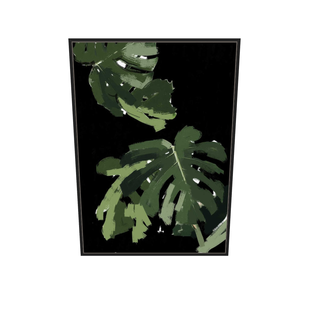 [ah-ar-v1:09fcc9b63815f9b64c92d9d4] Monstera Noir Canvas Art — 70 x 100 cm, black frame (AR scale)