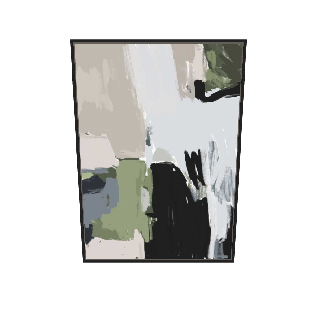 [ah-ar-v1:44fd08ba2e1aea19a3861c2b] Abstract Green Pastel Canvas Art — 70 x 100 cm, black frame (AR scale)