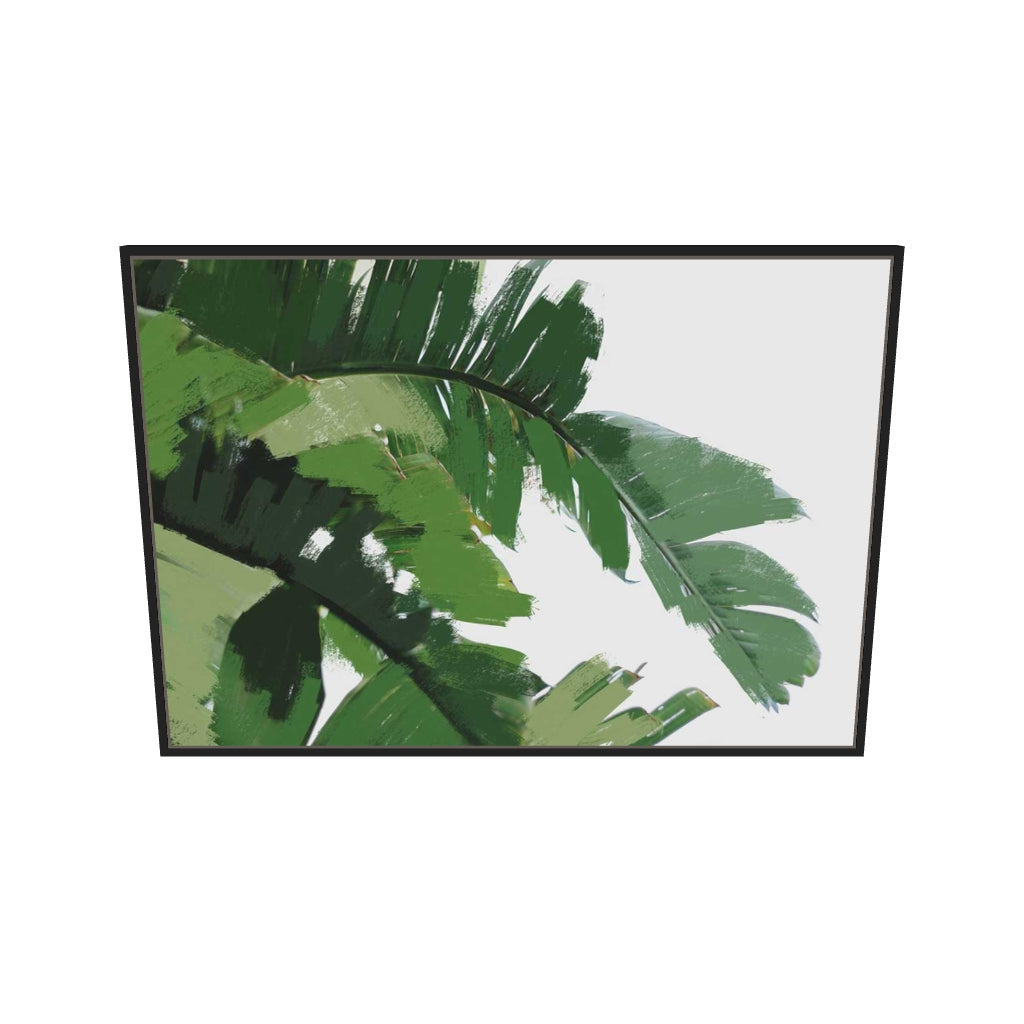 [ah-ar-v1:6c42225b93e407065d57f354] Botanical Palm Leaves Canvas Art — 70 x 100 cm, black frame (AR scale)