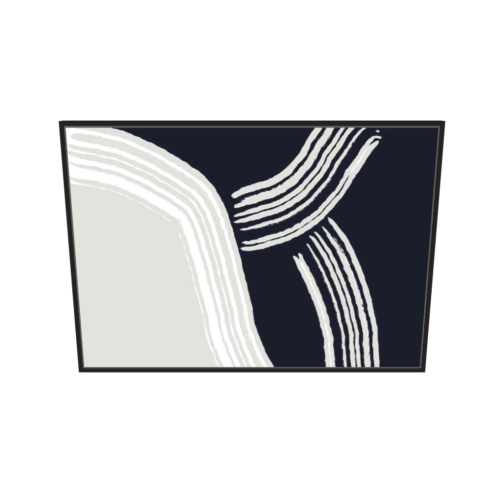 [ah-ar-v1:21f6fb6cc559d818a659e265] Navy Retro Curve Canvas Art — 70 x 100 cm, black frame (AR scale)