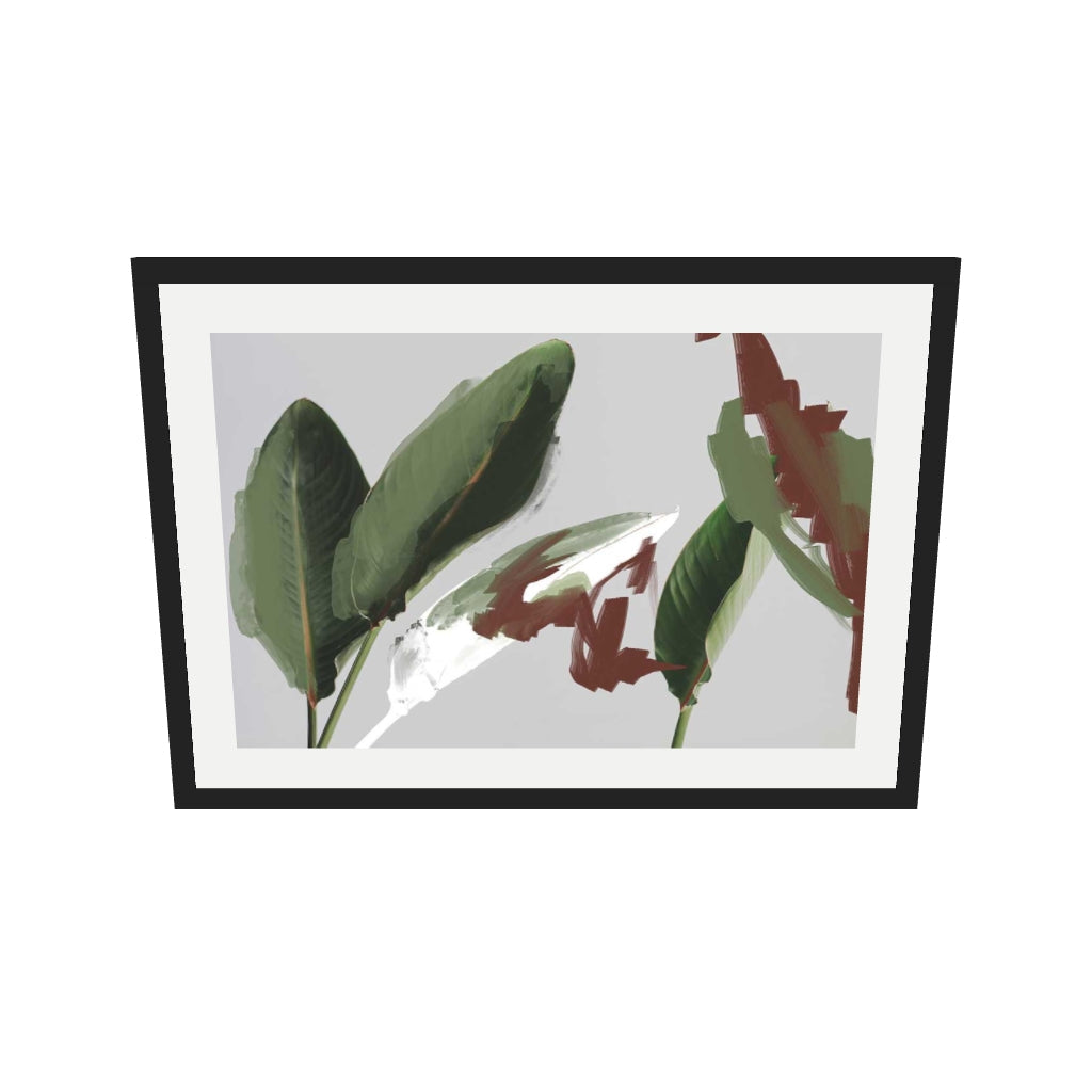 [ah-ar-v1:f64187fdeb285ba8dc92f28e] Botanical Abstract Art Print — 50 x 70 cm, black frame (AR scale)