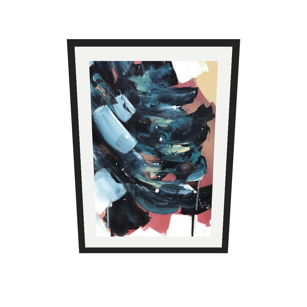 [ah-ar-v1:586fe52695888e2068e2ada3] Abstract Valley II Art Print — 50 x 70 cm, black frame (AR scale)