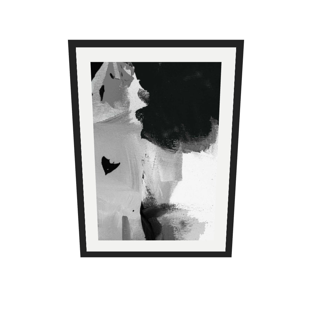 [ah-ar-v1:40f3a1de64dfd799a7795ce9] Mono Brush Strokes Art Print — 50 x 70 cm, black frame (AR scale)