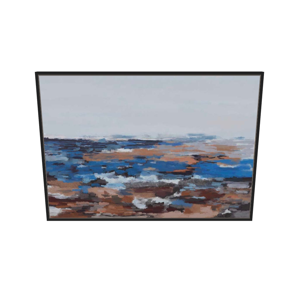 [ah-ar-v1:8f2cc44b788dcd31054bb3f7] River Landscape Canvas Art — 70 x 100 cm, black frame (AR scale)