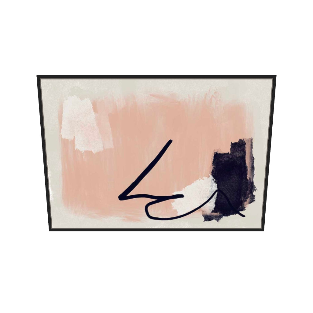 [ah-ar-v1:a241e4a4fcca7e24a6fb39f0] Blush Pink Abstract Canvas Art — 70 x 100 cm, black frame (AR scale)