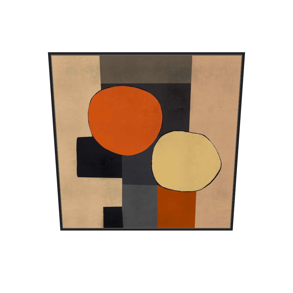 [ah-ar-v1:690756c0426f6d55930946eb] Mid Century Abstract Canvas Art — 100 x 100 cm, black frame (AR scale)